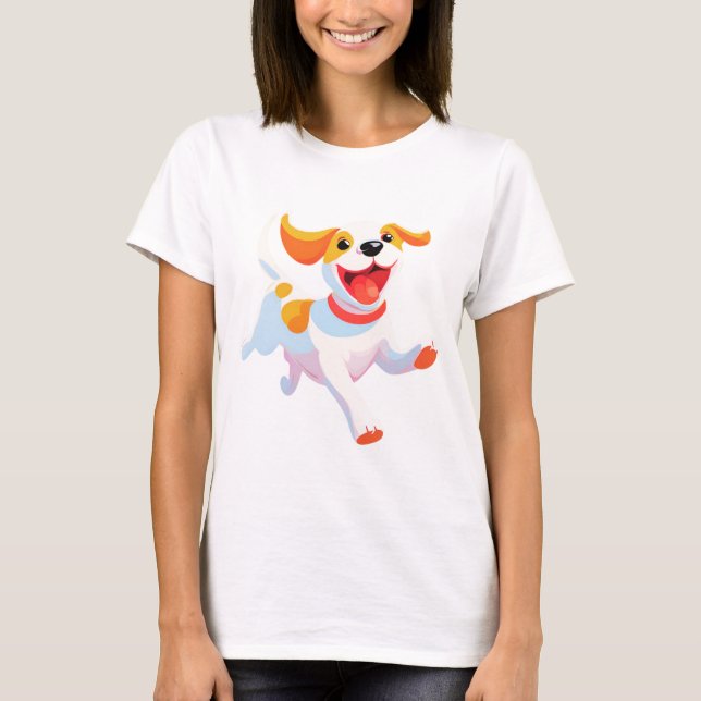 Hund Spelar Boll T Shirt (Framsida)