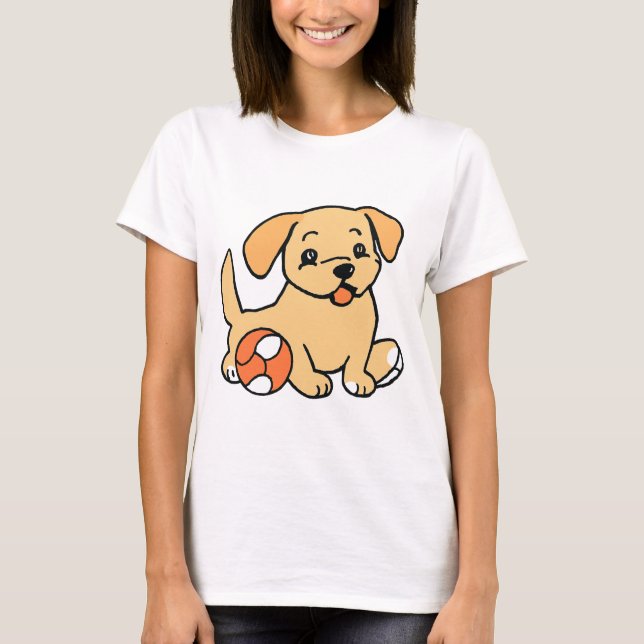 Hund Spelar Boll T Shirt (Framsida)