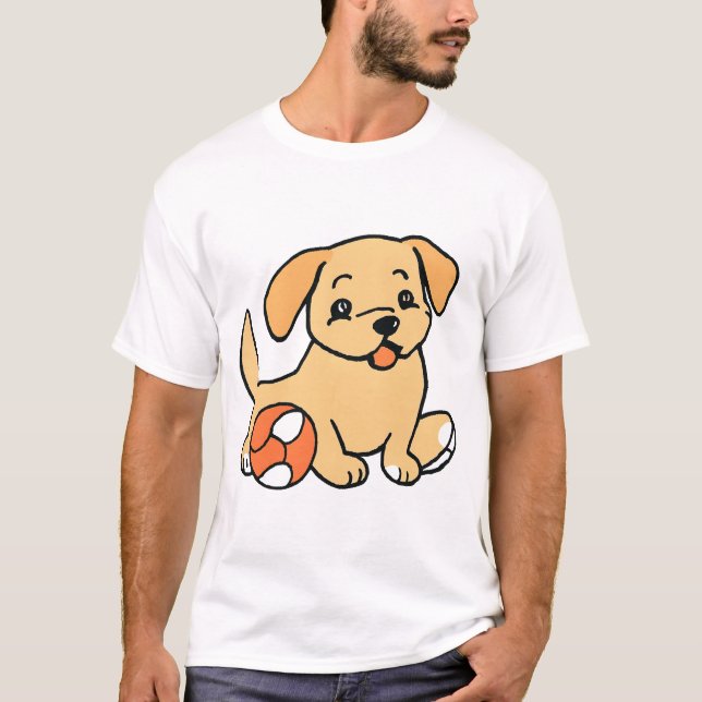Hund Spelar Boll T Shirt (Framsida)