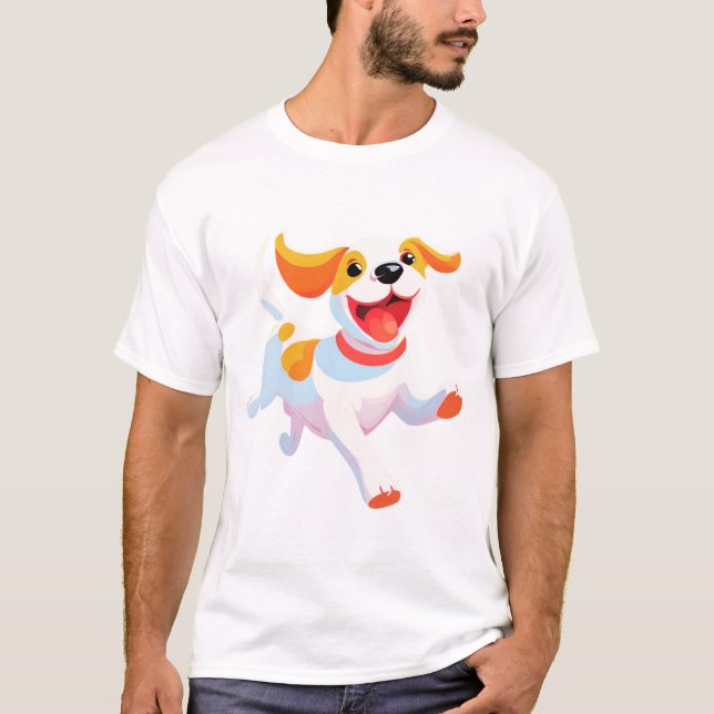 Hund Spelar Boll T Shirt (Framsida)