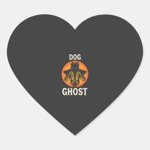 Hund Spök Halloween Skräck Vektor Hjärtformat Klistermärke