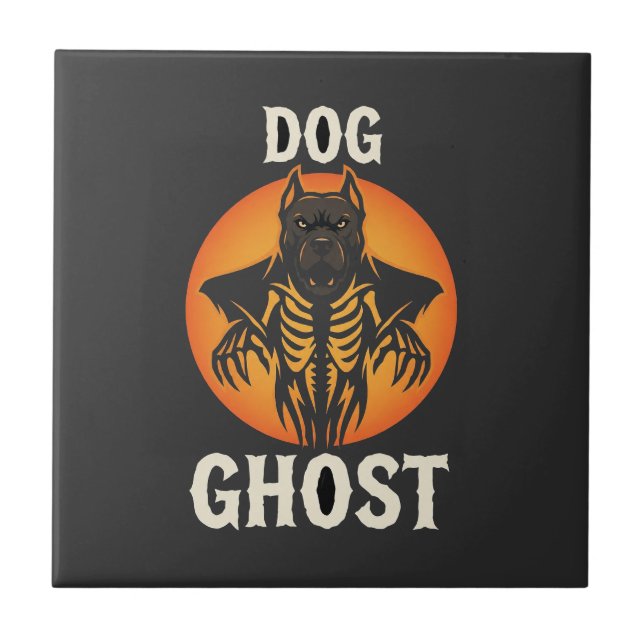 Hund Spöke Halloween Skräck Vektor Kakelplatta (Framsidan)