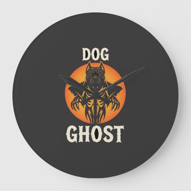 Hund Spöke Halloween Skräck Vektor Stor Klocka (Framsida)