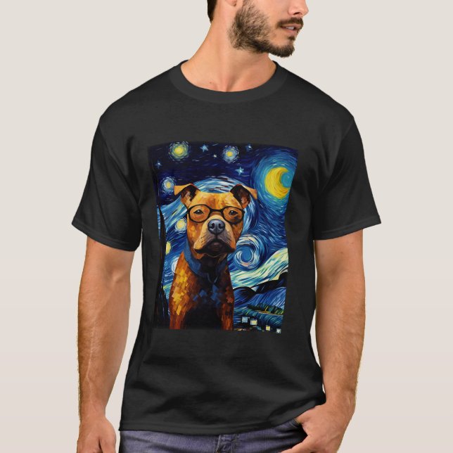 Hund Starry Night Me T Shirt (Framsida)
