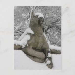 hund-staty i snö vykort