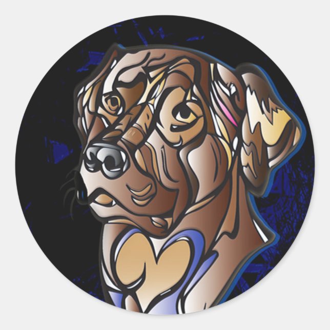 Hund Stickers Runt Klistermärke (Framsida)