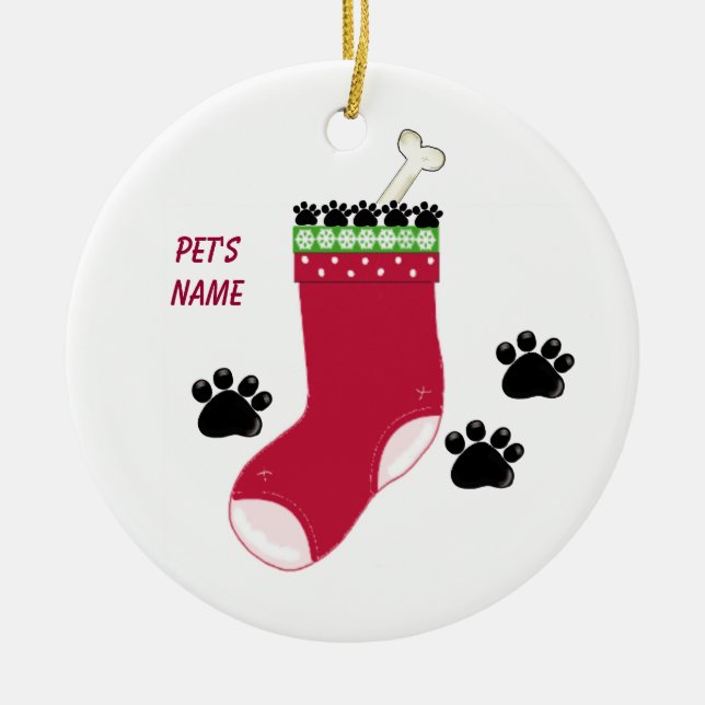 Hund Stocking och Tass avtryck Ornament (Framsidan)