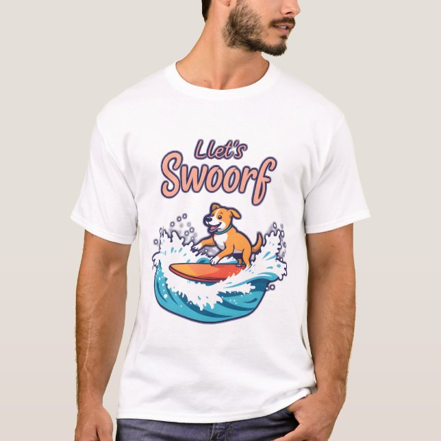 Hund Surfing T Shirt (Framsida)