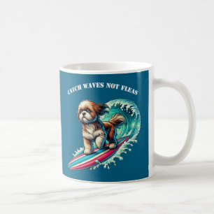 Hund Surfning på en surfboard Riding a Big Wave UR Kaffemugg