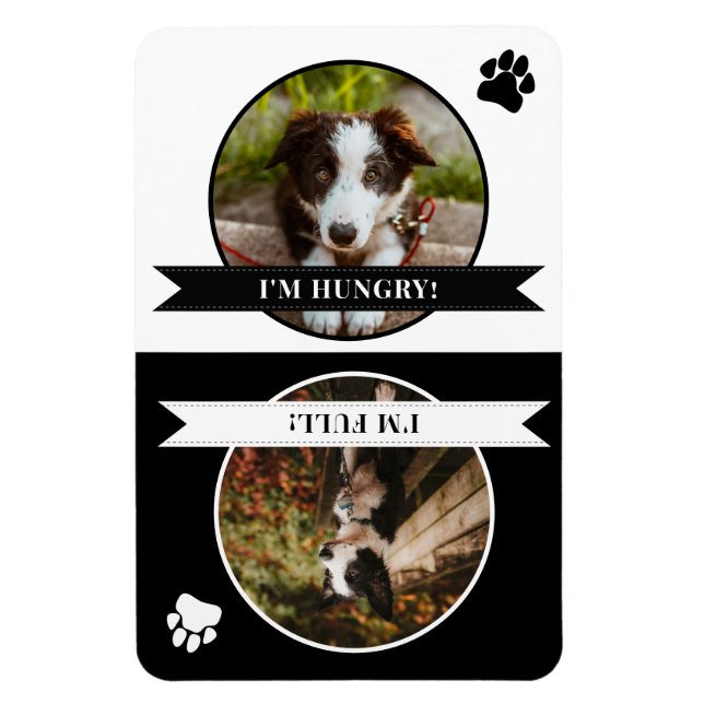 Hund Svartvit utskrift är Matat som foto Magnet (Vertikal)