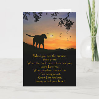 Hund Sympathy Card, Andlig Dikt Kort