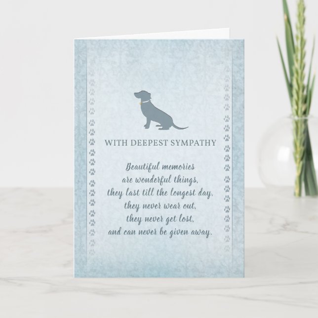 Hund Sympathy Card Blue - Vackra minnen Kort (Framsida)