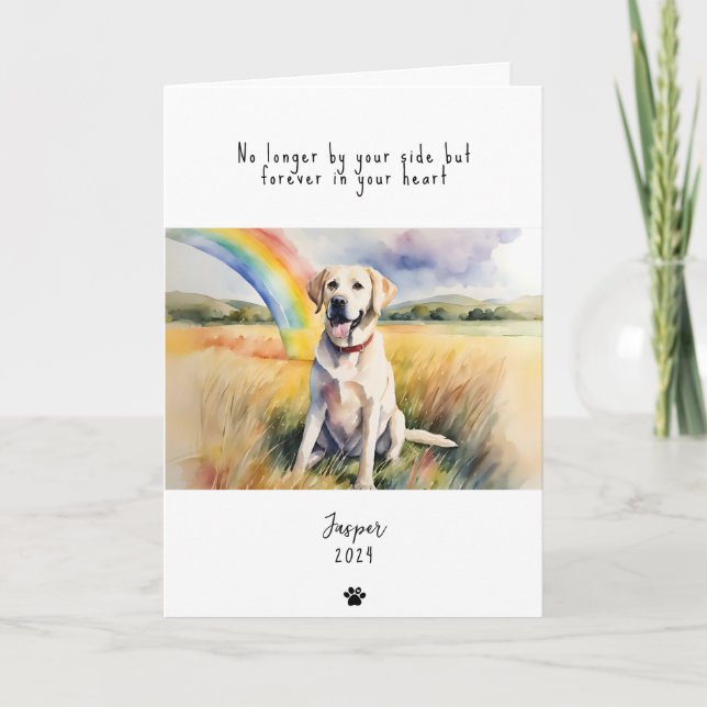 Hund Sympathy Card, eget namn. Pet-förlustkort Kort (Framsida)