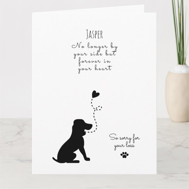 Hund Sympathy Card, eget namn. Pet Loss Kort (Framsida)