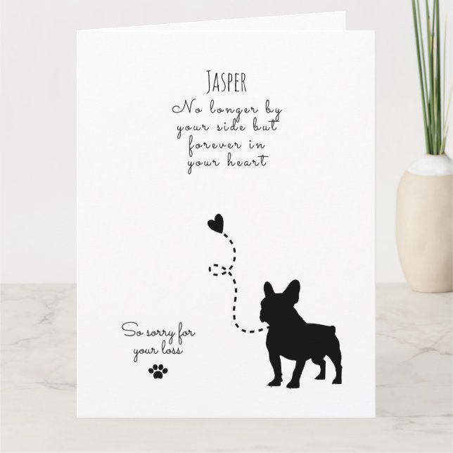 Hund Sympathy Card, eget namn. Pet Loss Kort (Framsida)