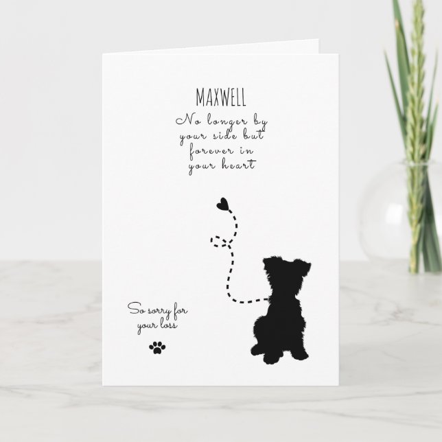 Hund Sympathy Card, eget namn. Pet Loss Kort (Framsida)