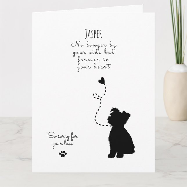 Hund Sympathy Card, eget namn. Pet Loss Kort (Framsida)