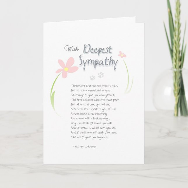 Hund Sympathy Card - Flowers with Deepest Sympathy Kort (Framsida)