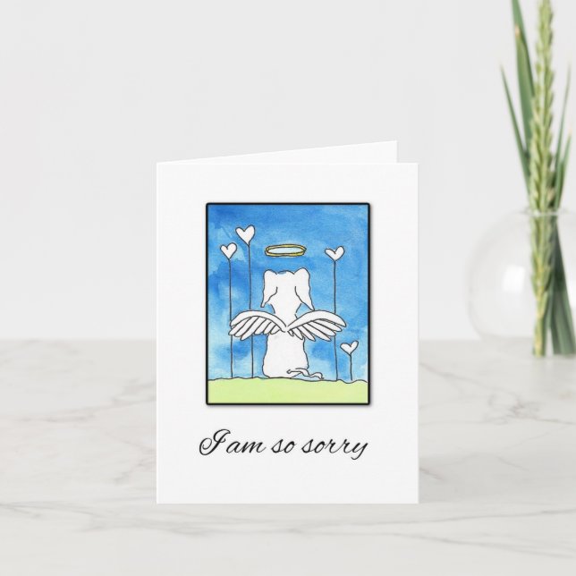 Hund Sympathy Card, Hund Angel med Vingar Kort (Framsida)