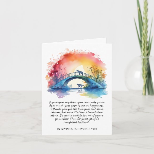 Hund Sympathy Card with Memorial Dikt Helgkort (Framsida)