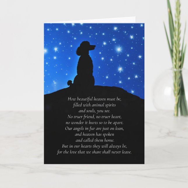 Hund sympati med Pudel Silhouetted och Andlig Kort (Framsida)