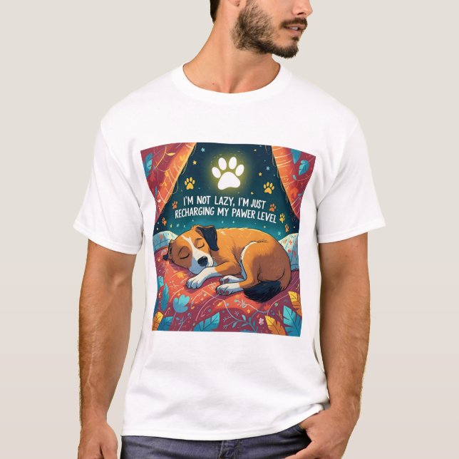 Hund T-Shirt - Ladda om min skrivbordsnivå - rolig (Framsida)