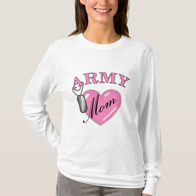 Hund Tag2 för armémammahjärta N Tee Shirt (Framsida)