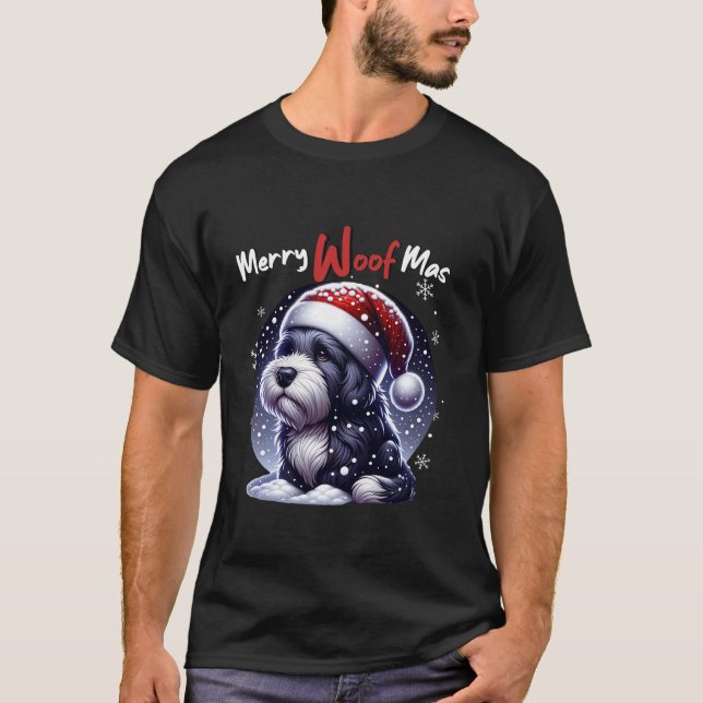 Hund tar hand om julafton manar Jultomten Kvinnor  T Shirt (Framsida)