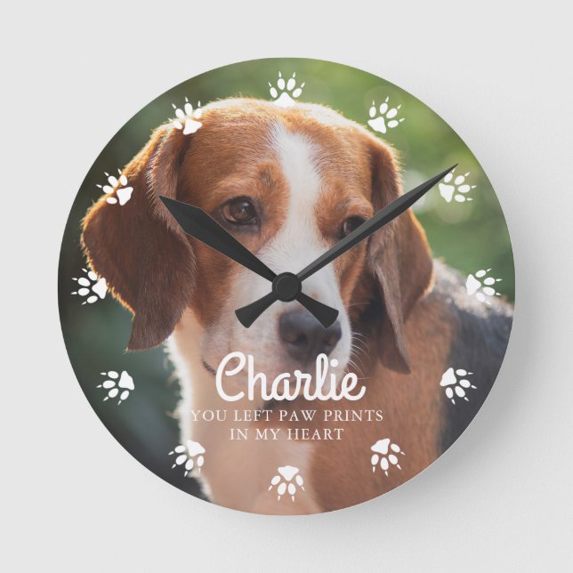 Hund Tass avtryck Anpassningsbar Foto Rund Klocka (Framsida)