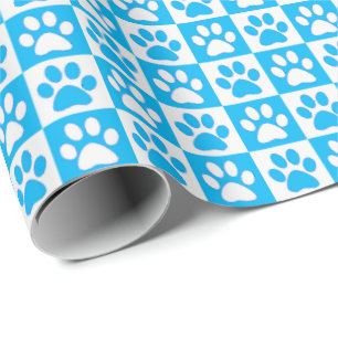 Hund Tass avtryck aqua och vit Presentpapper