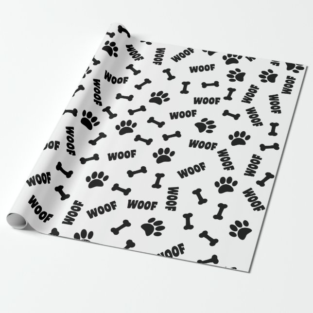 Hund Tass avtryck Bones and Woofs Anpassningsbar Presentpapper (Utrullad)