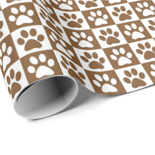 Hund Tass avtryck brun och vit Presentpapper