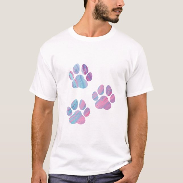 Hund Tass avtryck - Färgfärgade färgtråd T Shirt (Framsida)