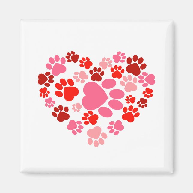 Hund Tass avtryck Heart Magnet (Framsidan)