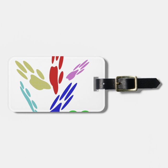 Hund Tass avtryck med Polka dots Bagagebricka (Horisontell Framsida)