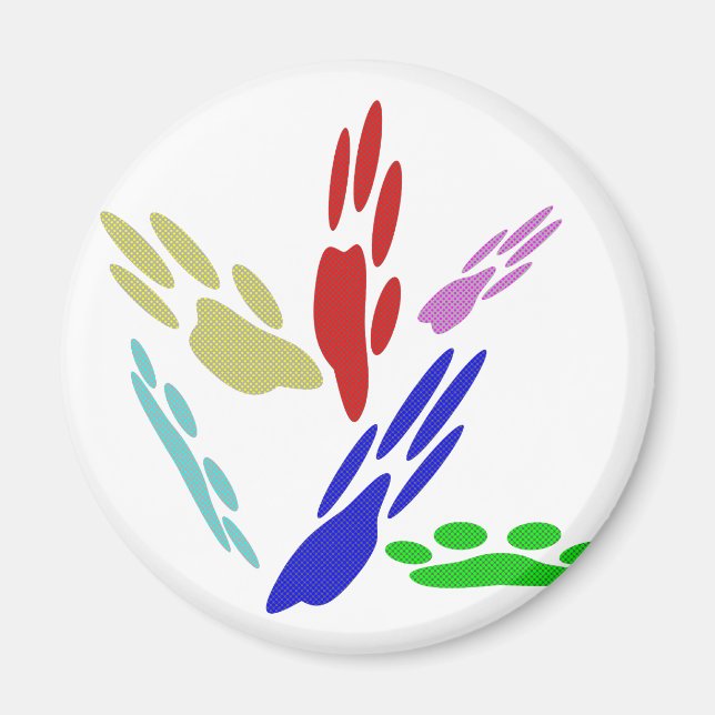 Hund Tass avtryck med Polka dots Magnet (Framsidan)