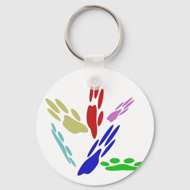 Hund Tass avtryck med Polka dots Nyckelring (Framsida)