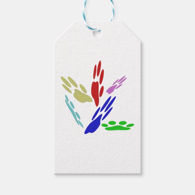 Hund Tass avtryck med Polka dots Presentetikett (Framsidan)