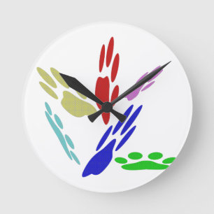 Hund Tass avtryck med Polka dots Rund Klocka