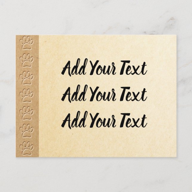 Hund Tass avtryck med utflaggade Pappra Struktur Vykort (Framsida)