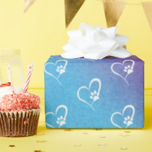 Hund Tass avtryck och hjärta Presentpapper