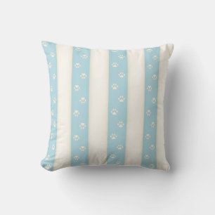 Hund Tass avtryck om Blek Blue & Antique White Ran Kudde