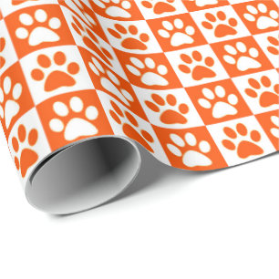 Hund Tass avtryck orange och vitt Presentpapper