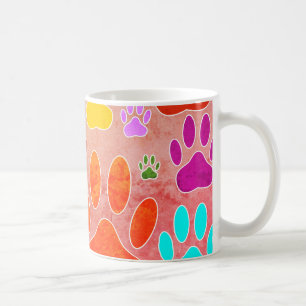 Hund Tass avtryck på Vintagen - bakgrund Kaffemugg