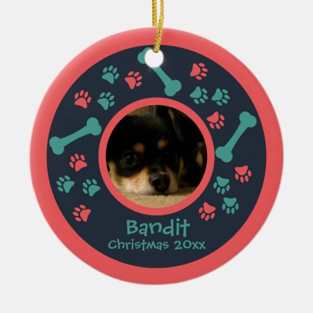 Hund Tass avtryck Photo Ornament (Framsidan)