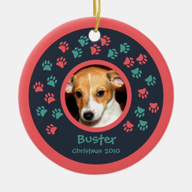 Hund Tass avtryck Photo Ornament (Framsidan)