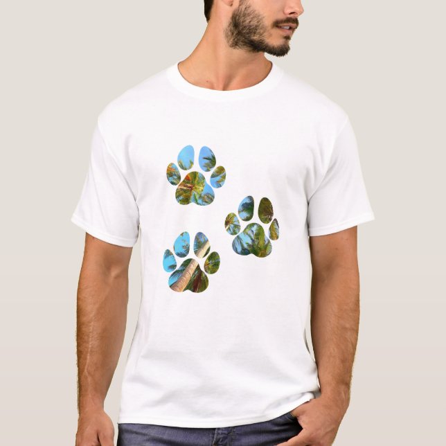 Hund Tass avtryck - Tropiska Handflatan Träd T Shirt (Framsida)