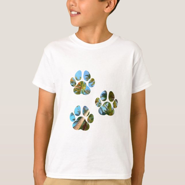 Hund Tass avtryck - Tropiska Handflatan Träd T Shirt (Framsida)