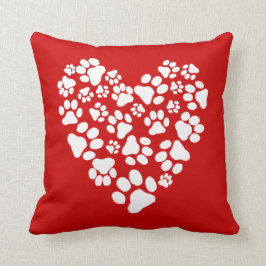 Hund Tass avtryck Valentine Heart Kudde