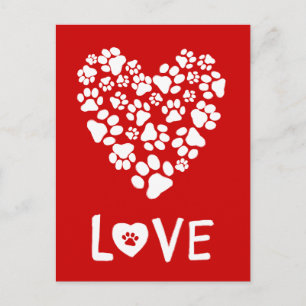 Hund Tass avtryck Valentine Kärlek Heart Helg Vykort